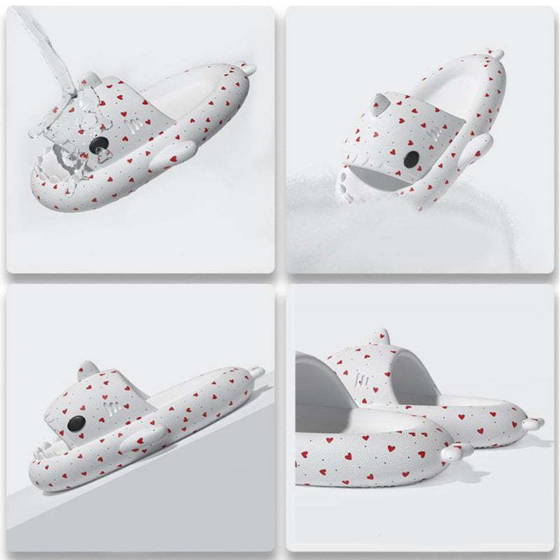 Shark Slippers Heart Print Shoes
