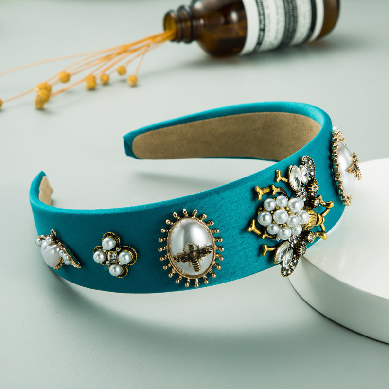 Red Bee Inlaid Rhinestone Pearl Headband