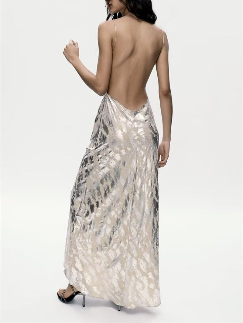 Dazzling Metal Foil Printed Underwear Dres