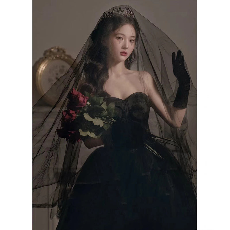 Embroidery Black Evening Sleeveless  Dress