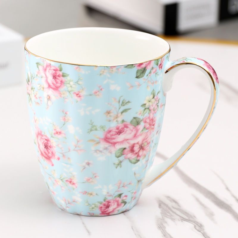 English Ceramic Tea Cup Set with Flower Print
