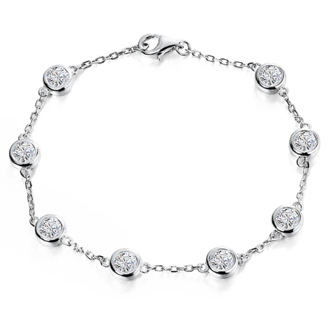 GRA Certified D Color Moissanite Bracelet Sterling Silver 18K Gold Ovlerlay
