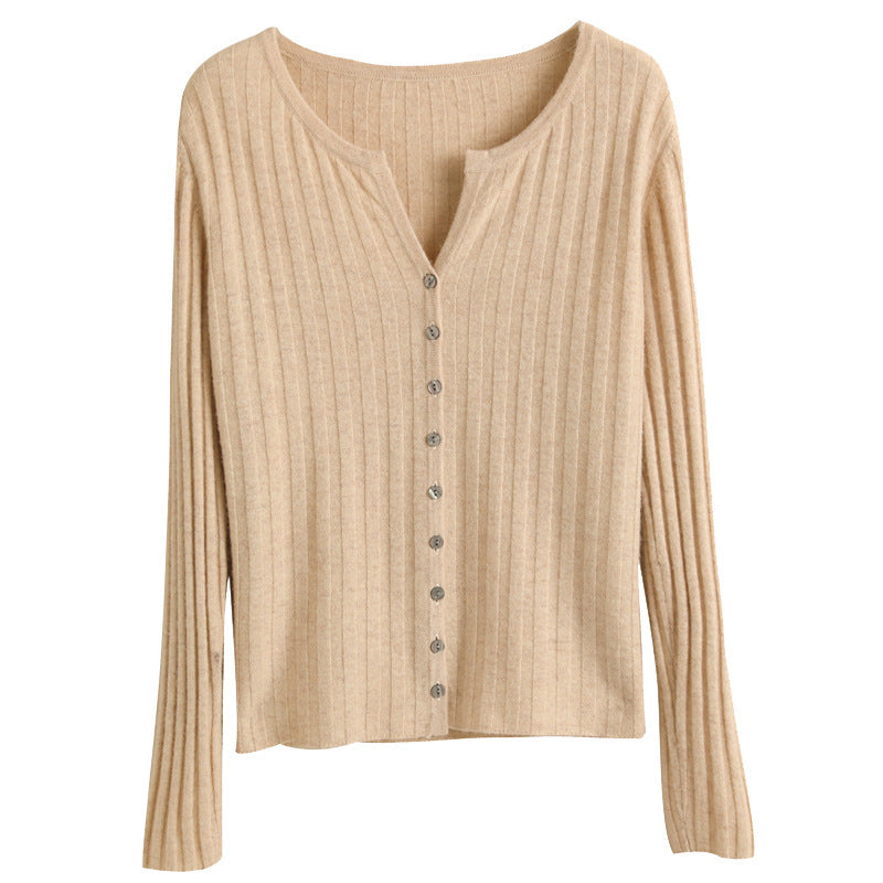 Simple  O-neck Knitted Top Cardigans