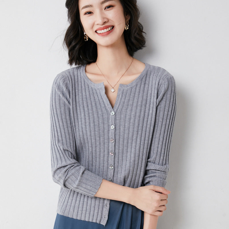 Simple  O-neck Knitted Top Cardigans