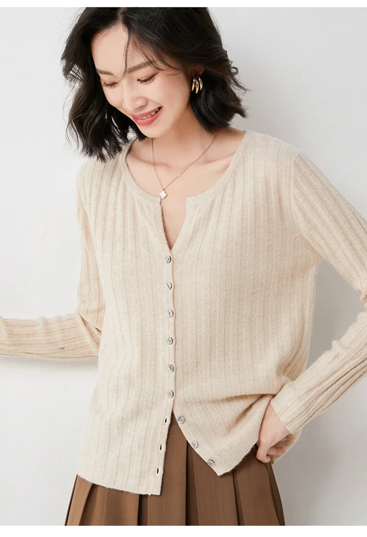 Simple  O-neck Knitted Top Cardigans