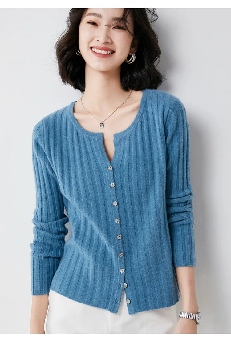 Simple  O-neck Knitted Top Cardigans