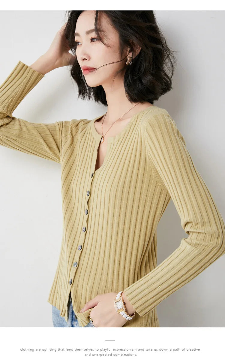 Simple  O-neck Knitted Top Cardigans