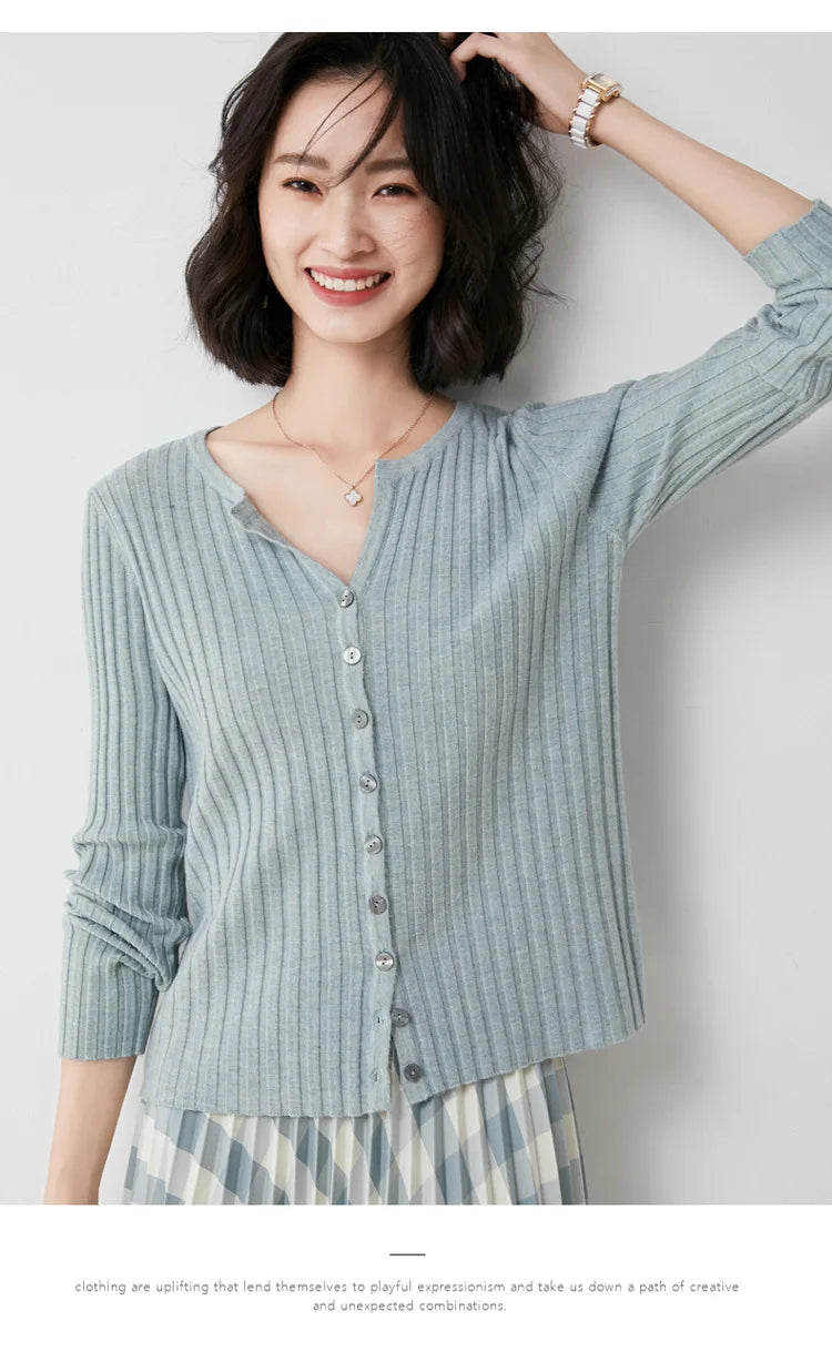 Simple  O-neck Knitted Top Cardigans