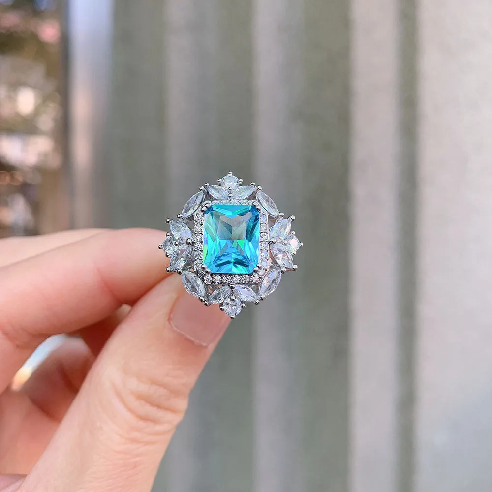 Vintage Aquamarine - Ring, Drop Earrings, Pendant/Necklace Jewelry Set