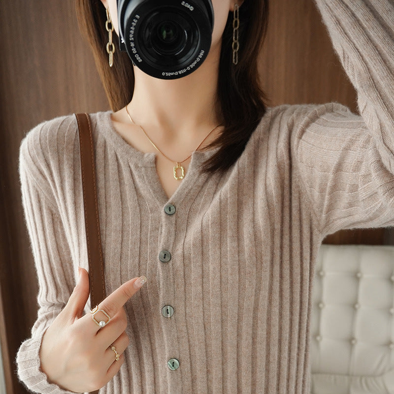 d Slim Fit O-neck Single Breasted  Cardigans