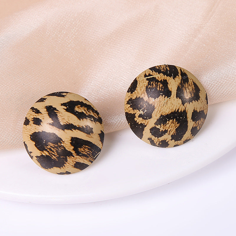 New Design Vintage Hear Leopard Print Earrings