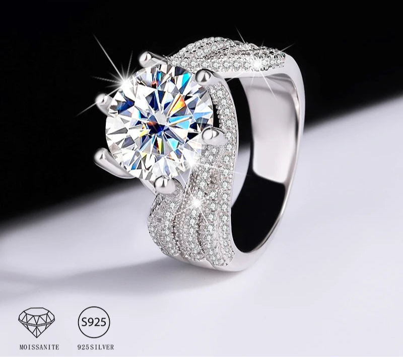 A 5 carat D color flawless Moissanite diamond ring
