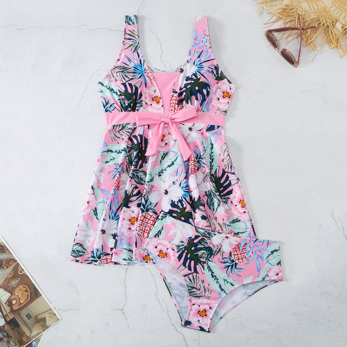 V-neck Printed Split Bikini Swimsuit