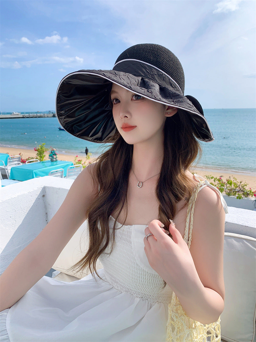 Wide Brim Fasten String Panama Hat