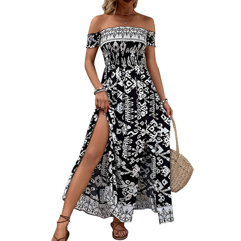 Black & White Slit Leg Dress