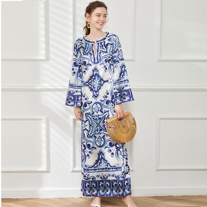 Italian Porcelain Art Design Printed Dress