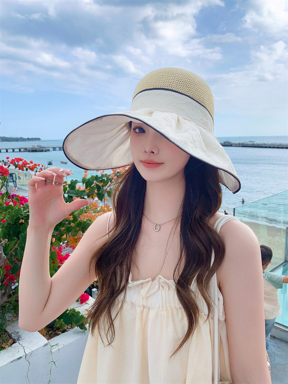 Wide Brim Fasten String Panama Hat