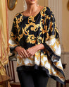 Sea Blue Mall Baroque Print Loose Batwing Sleeve Top  SeaBlueMall.com