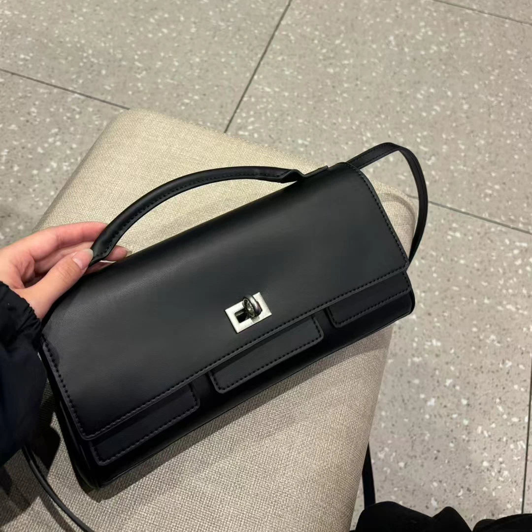 Chic Cowhide Shoulder Clutch Bag