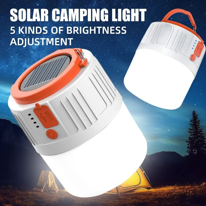 Solar or USB LED Rechargeable Light for Outdoor Hiking or Emergency Outage