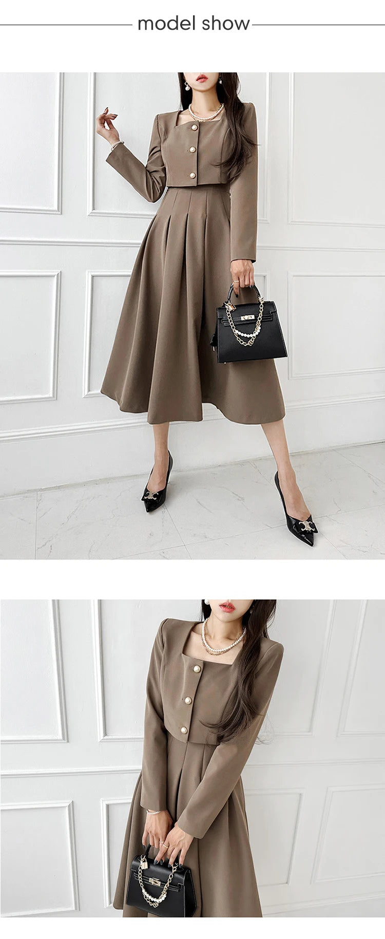 Perfectly Dressed Cropped Jacket and Maxi Skirt Two-Piece Matching Set