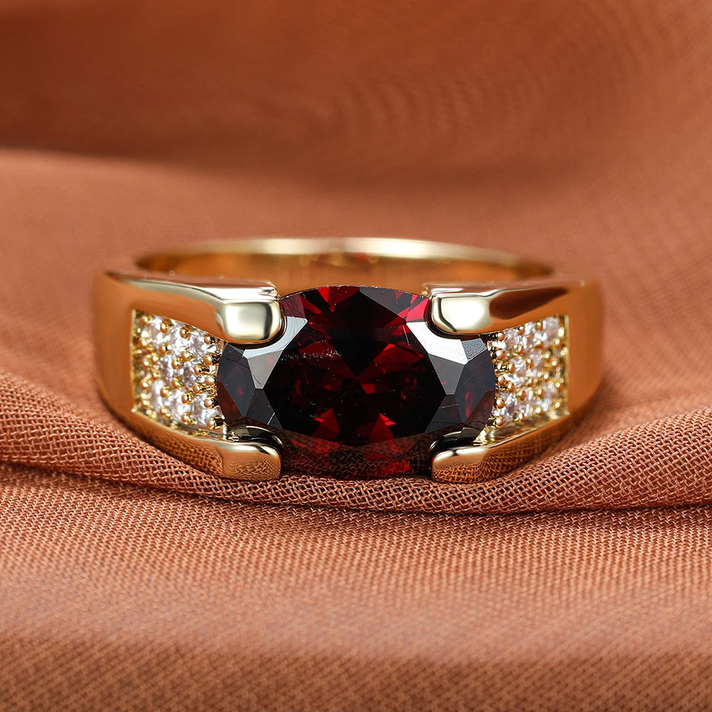 Oval Ruby Red Stone Ring