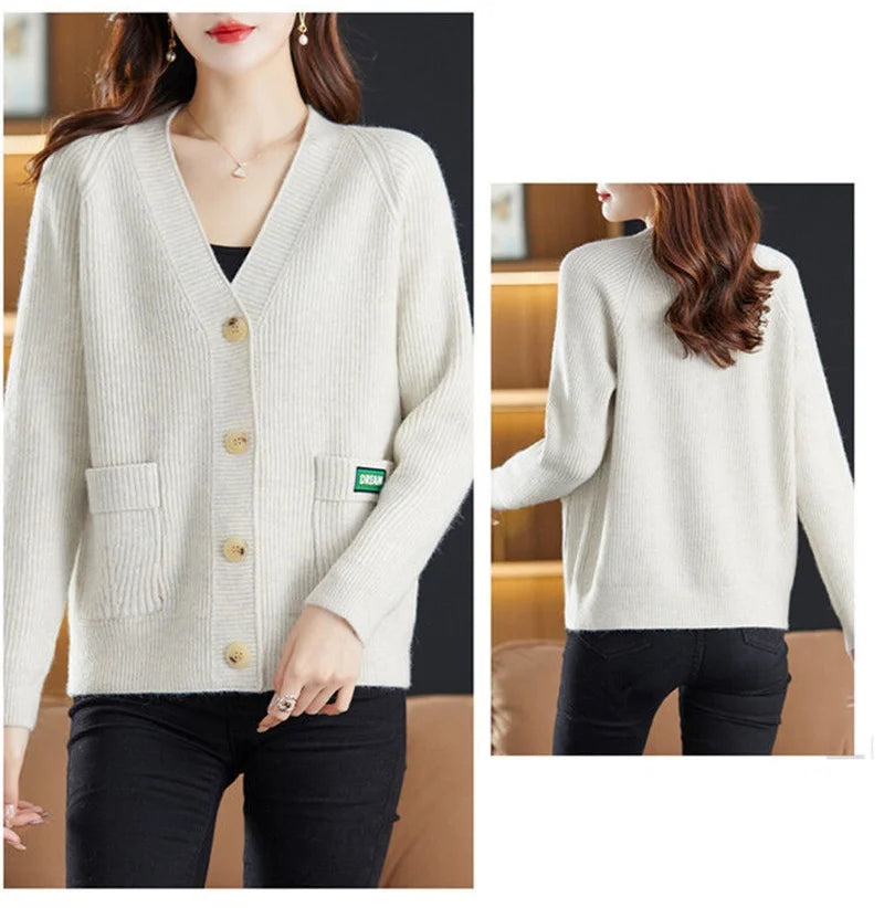 Elegant Sweater  V-neck  Cardigan Jacket