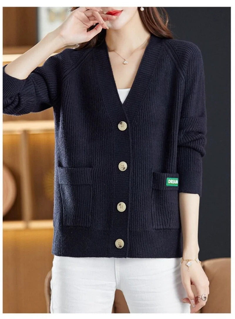 Elegant Sweater  V-neck  Cardigan Jacket