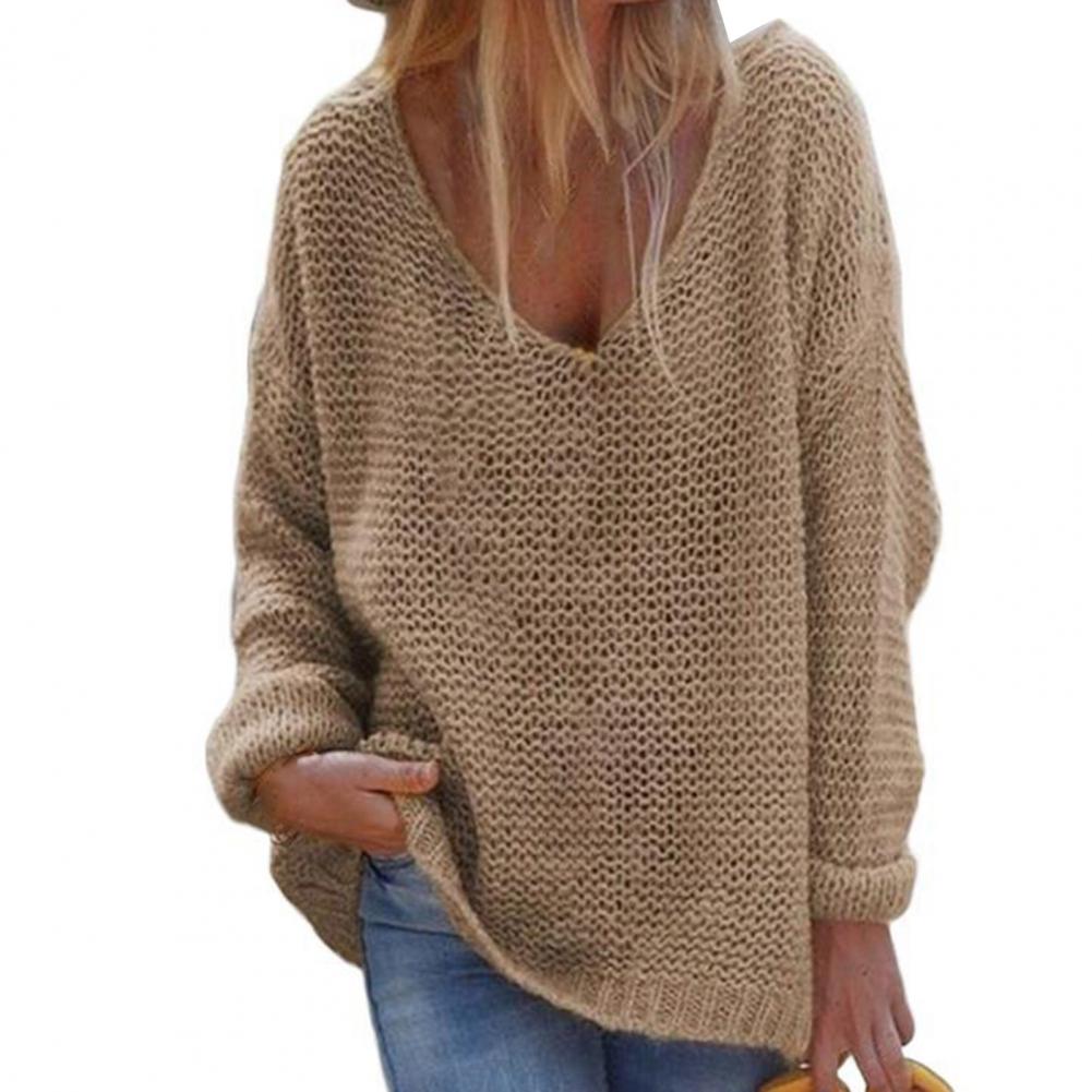 Trendy  Loose Fit V-Neck Sweater Knitted Top