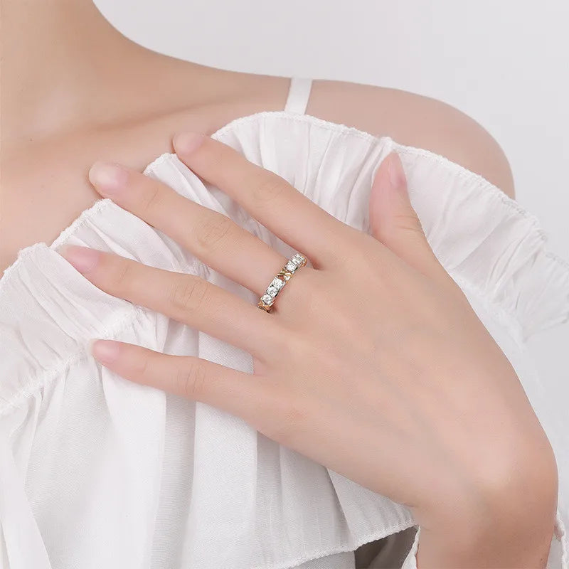 Dazzling Moissanite Two Tone Lab Diamond Jewelry Set