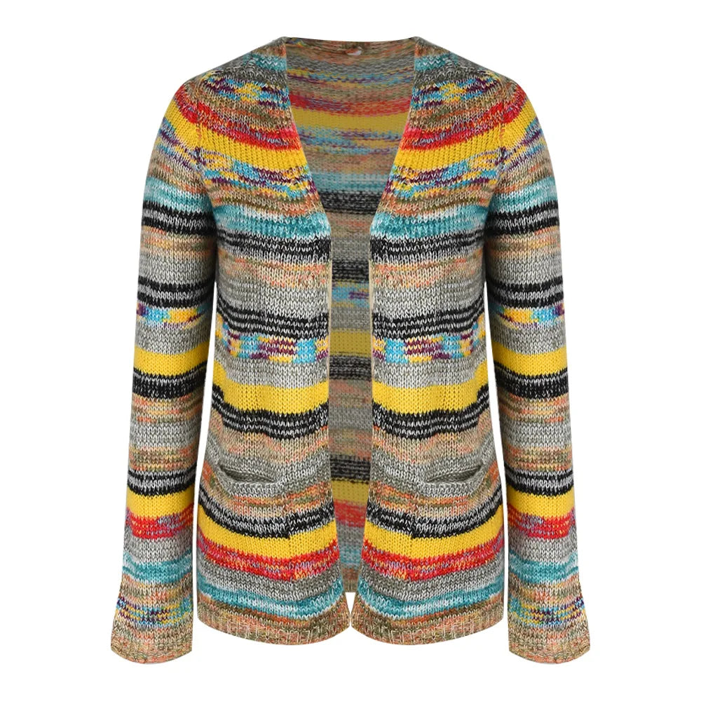 Many Colors Sweater Knitted Cardigan