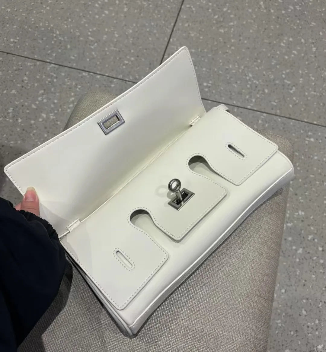 Chic Cowhide Shoulder Clutch Bag