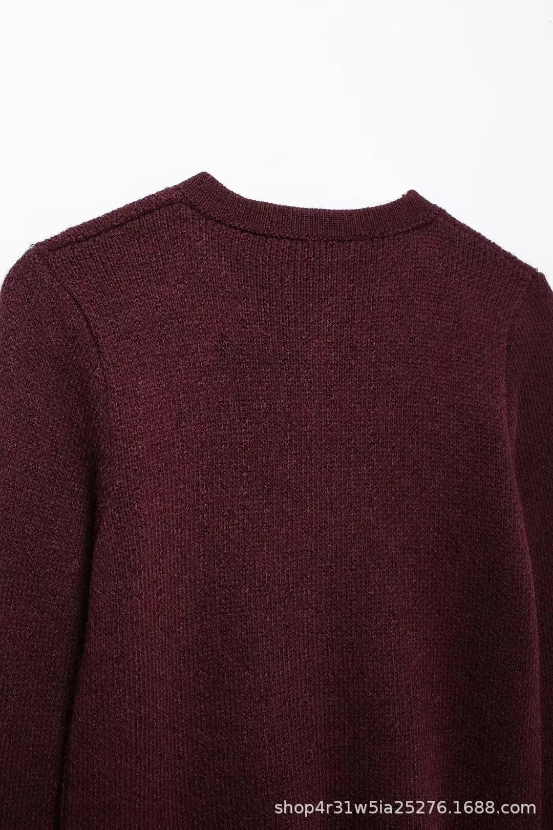 Knitted Jacket  Cardigan with Gold Buckle Decoration