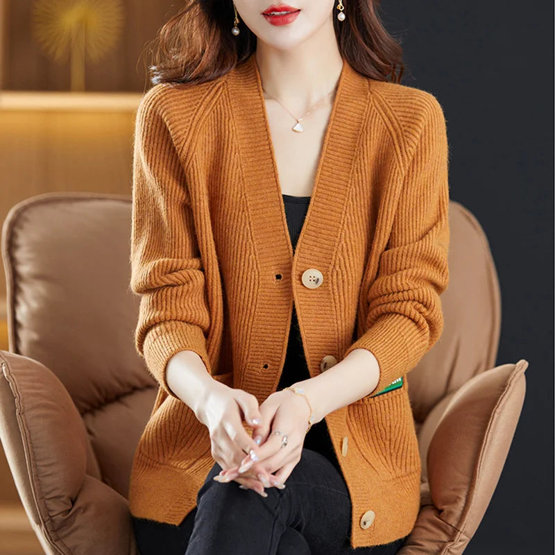 Elegant Sweater  V-neck  Cardigan Jacket