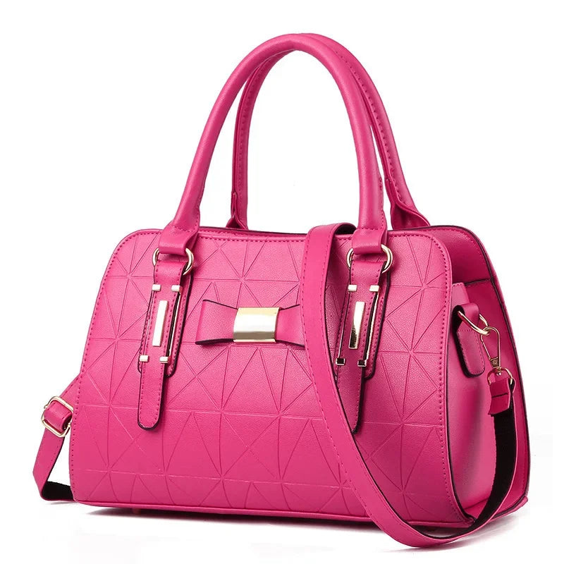Floral Embossed Shoulder  Handbag with Simple Butterfly Knot