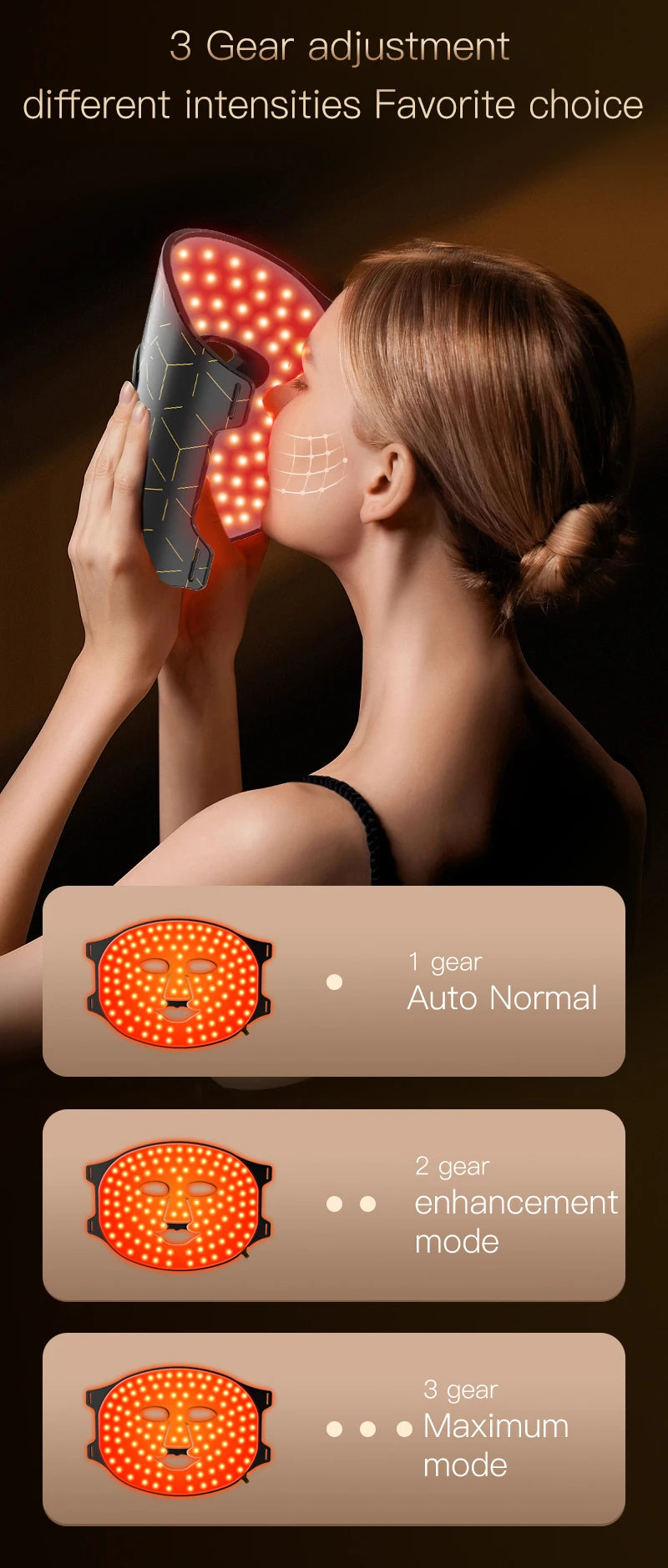 Infrared Red Blue Yellow 4 Colors Light Therapy Anti-Aging Photon Rejuvenation Soft Silicone LED Face Mask