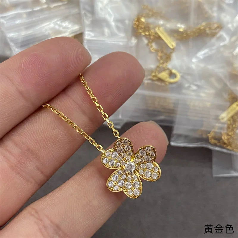 Shining CZ Clover Necklace