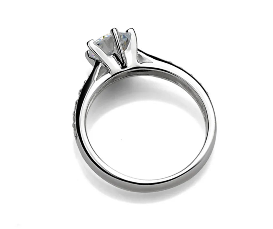 Sterling Silver Classic Six Claw 1 Carat CZ Solitaire Ring
