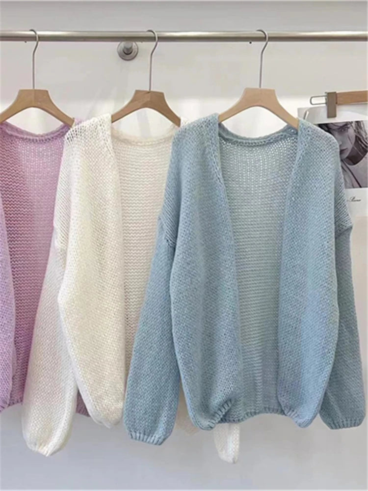 Sweet V-Neck Oversized  Fashion Knitting Cardigans  One Size