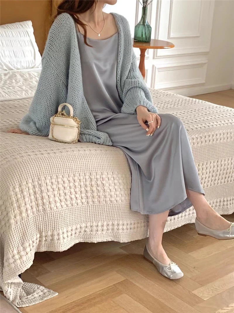 Sweet V-Neck Oversized  Fashion Knitting Cardigans  One Size