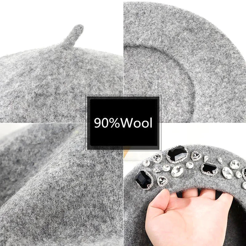 Rhinestone Crystal Luxury Warm  Beret
