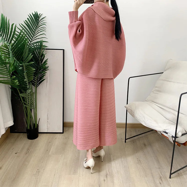 Perfected Charm Batwing Sleeve Top and Wide Leg Trousers Matching Set