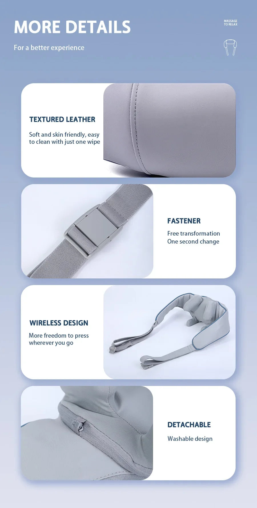 Portable Mini Relaxer Electric Heated Upper Back & Neck Shiatsu Massage