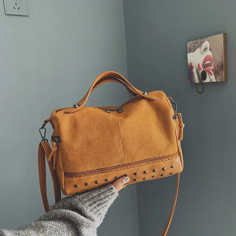 Rivets  Designer Casual Messenger  Leather Bags -Large Capacity