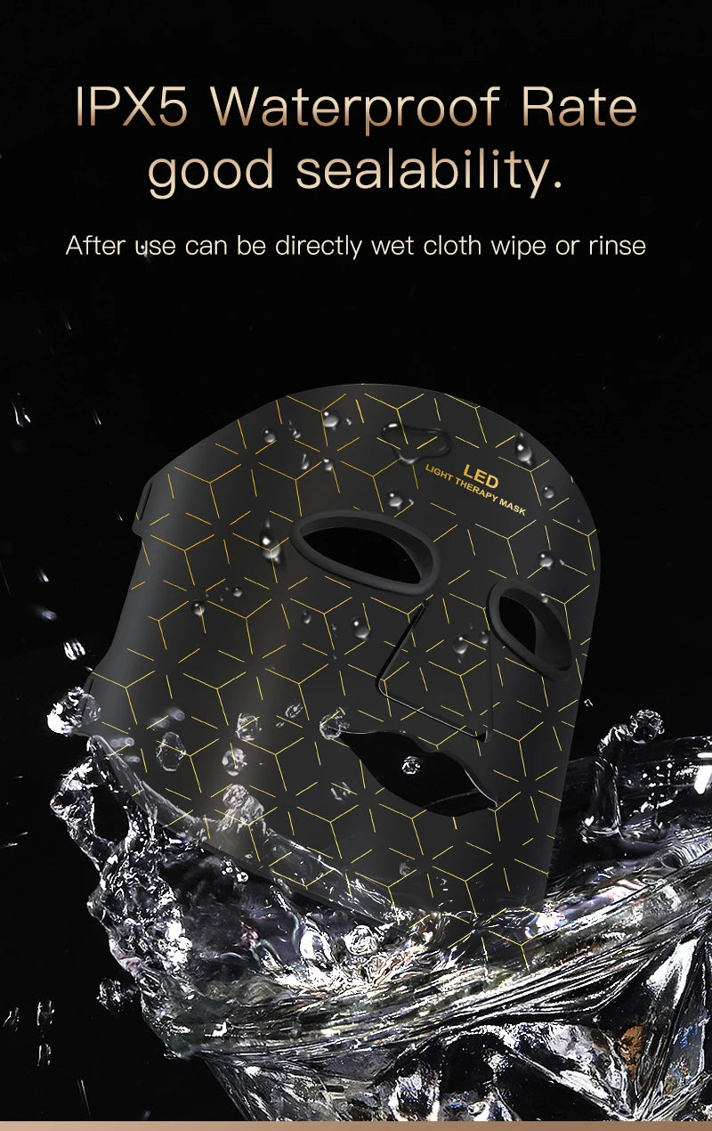 Infrared Red Blue Yellow 4 Colors Light Therapy Anti-Aging Photon Rejuvenation Soft Silicone LED Face Mask