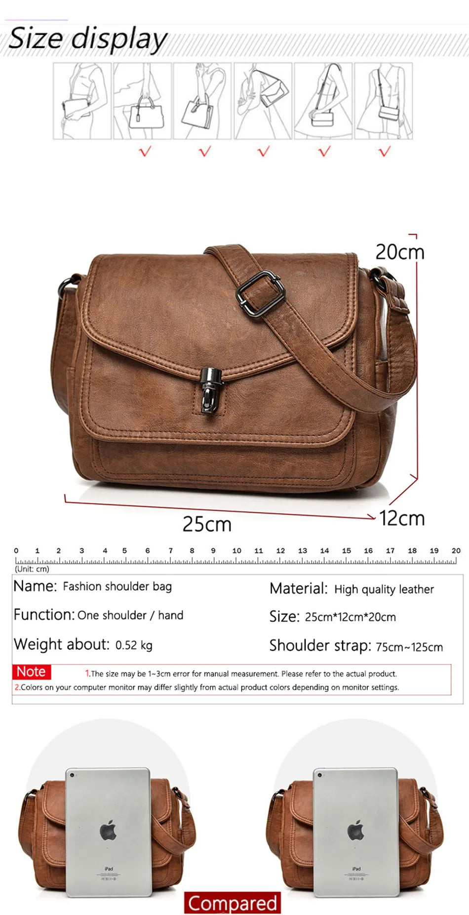 "Vintage Soft" Style Genuine  Crossbody Handbag