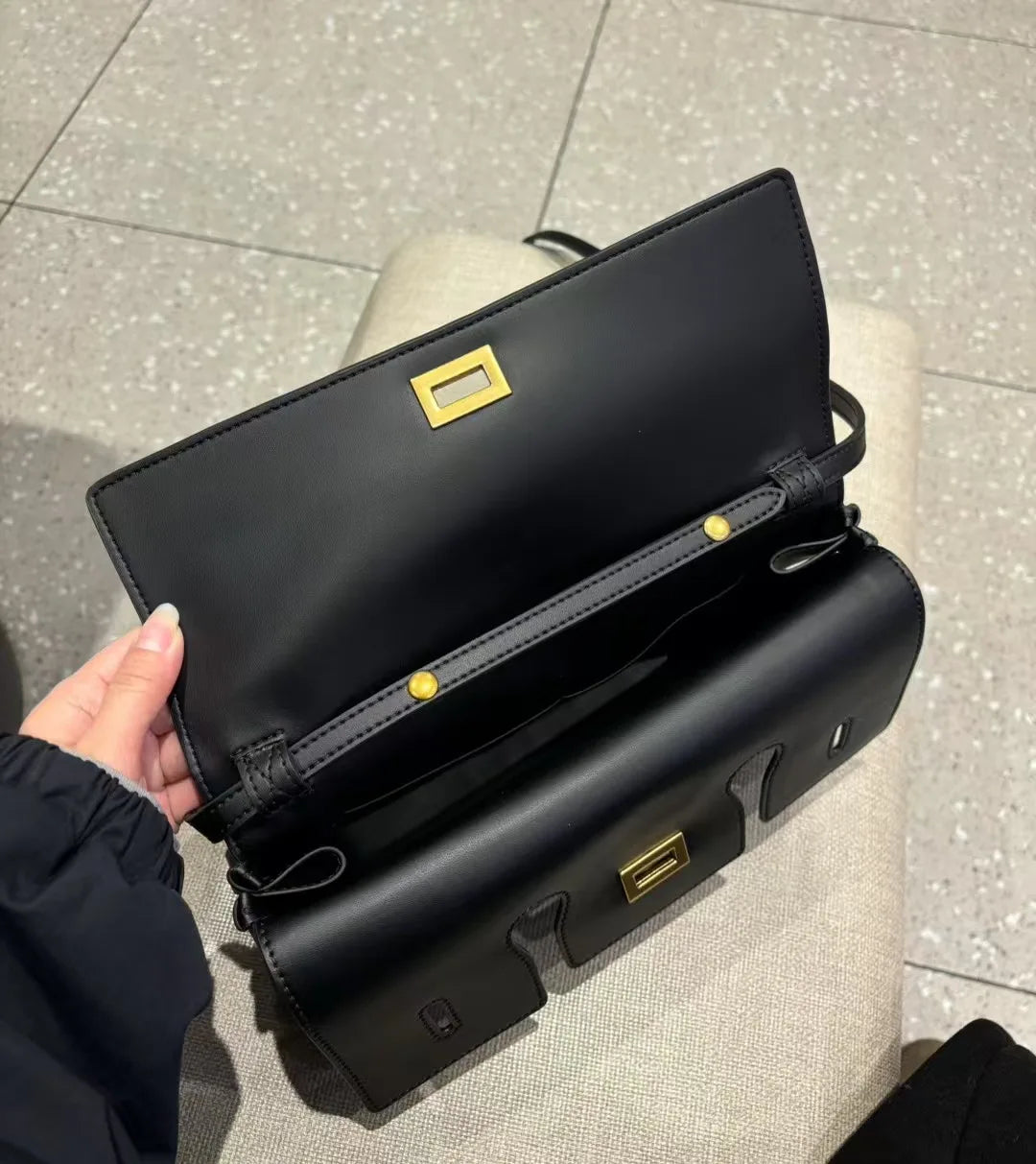 Chic Cowhide Shoulder Clutch Bag