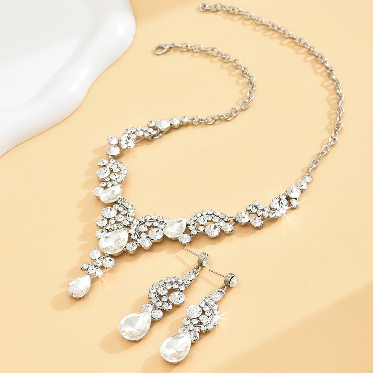 Trendy Droplet Earrings with Necklace Jewelry Set
