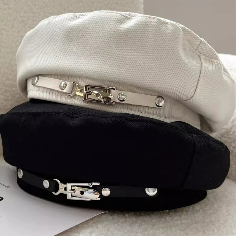 French Silver Buckle Beret