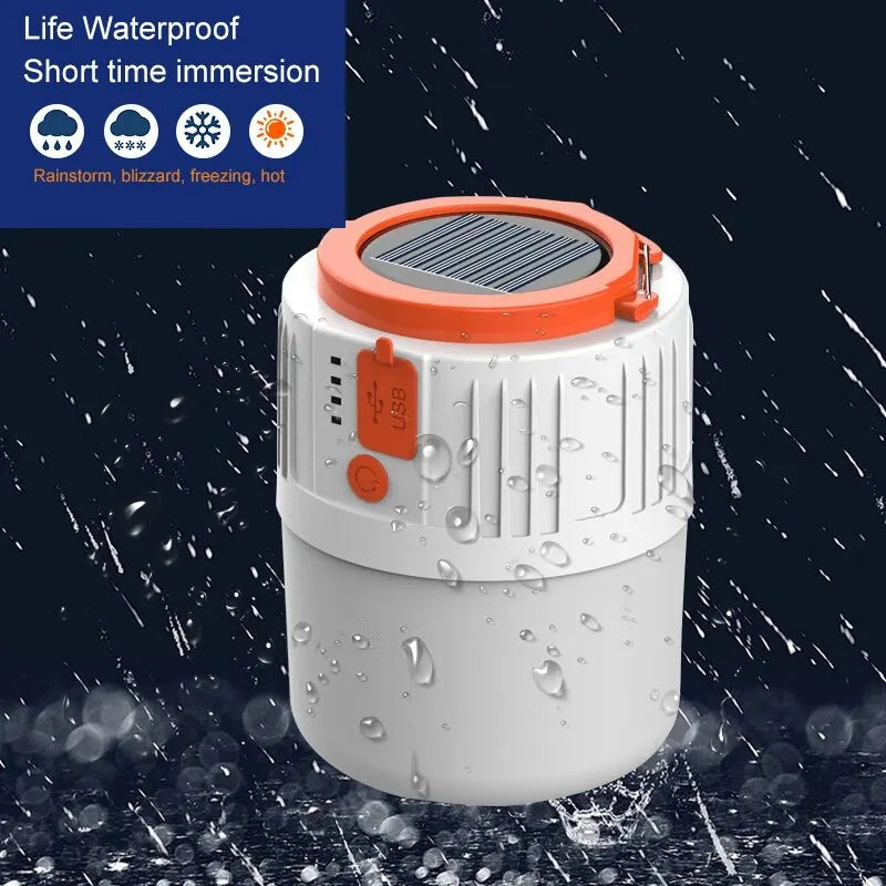 Solar or USB LED Rechargeable Light for Outdoor Hiking or Emergency Outage
